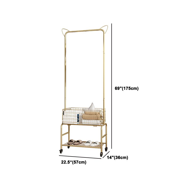 Contemporary Style Wardrobe Metal Open Wardrobe with Wheels for Home