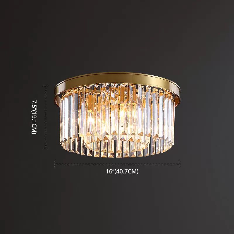 Modern Flush Mount Beleuchtung Gold Drum Flush Deckenleuchte Licht mit Crystal Shade