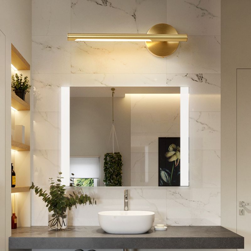 Traditionalism Linear Vanity Wall Light LED Metal Wall Sconce in Brass for Bathroom, 19.5"/25" W