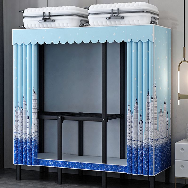 Contemporary Wardrobe Armoire with Shelves Steel Wardrobe Cabinet