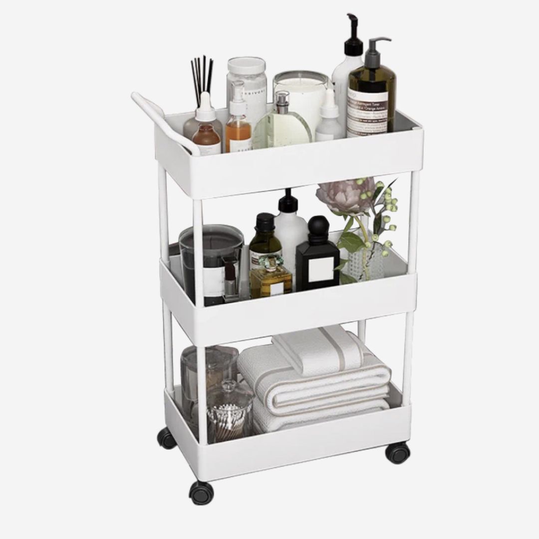 Rectangular Open Bookcase Modern Metal Bookshelf with Casters