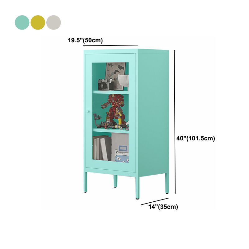 Libreria standard verticale in acciaio scandinavo con porta di vetro tempestiva chiara