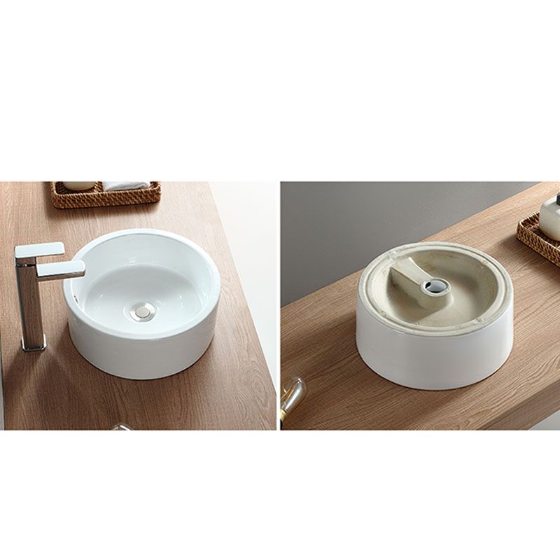 White Bathroom Sink Vessel Porcelain Bathroom Sink (Not Including Faucet)