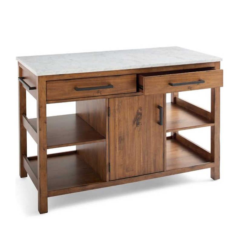 Farmhouse Stationary Kitchen Island Set Wood Rectangular Kitchen Island Set