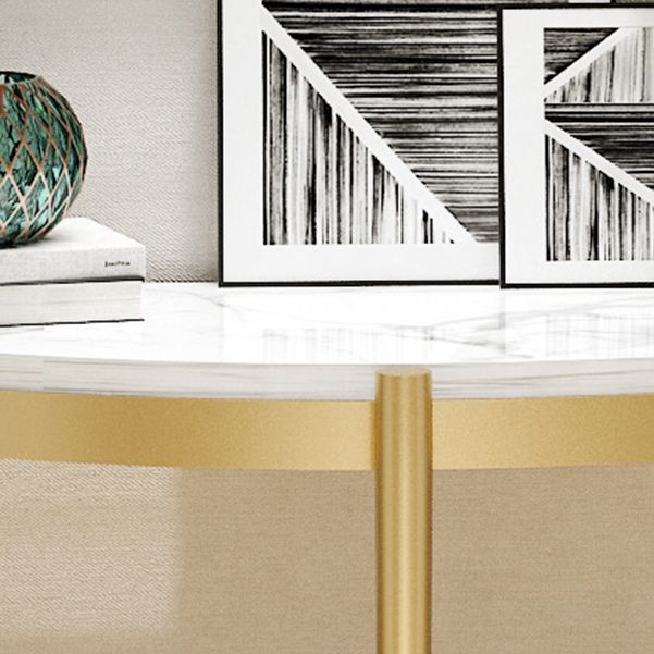 Marble Half Moon Console Table 2-shelf 33.46" Tall Accent Table for Hall