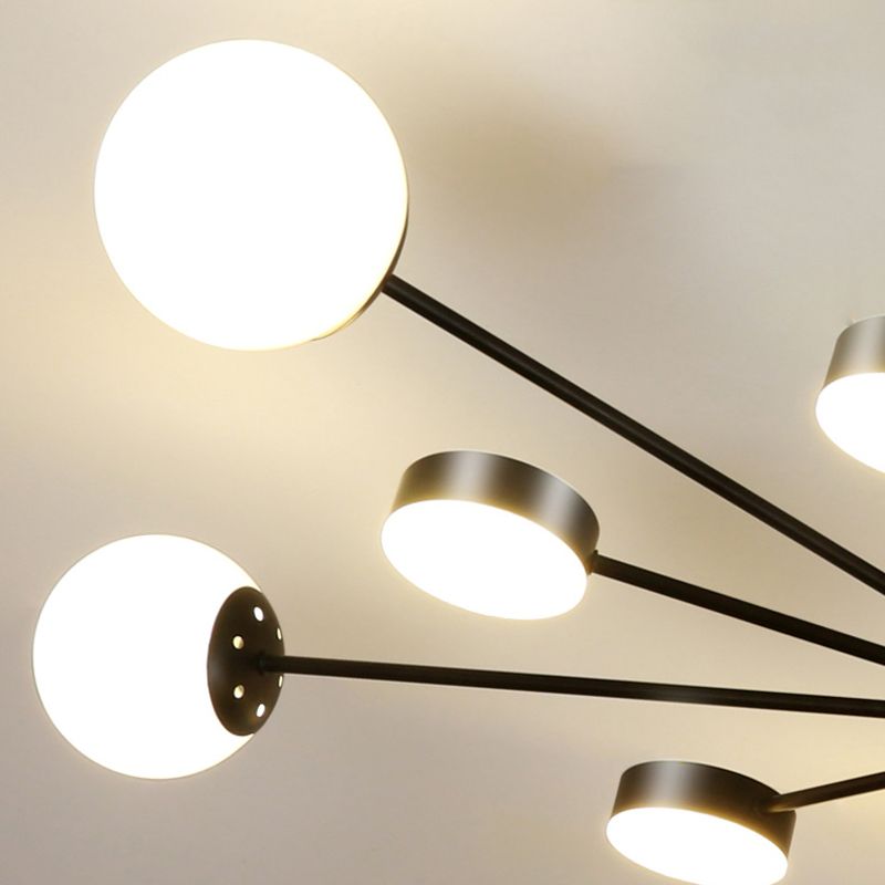 Industrial Starburst Flush Mount Ceiling Light Glass Multiple-Light Flush Mount in Black