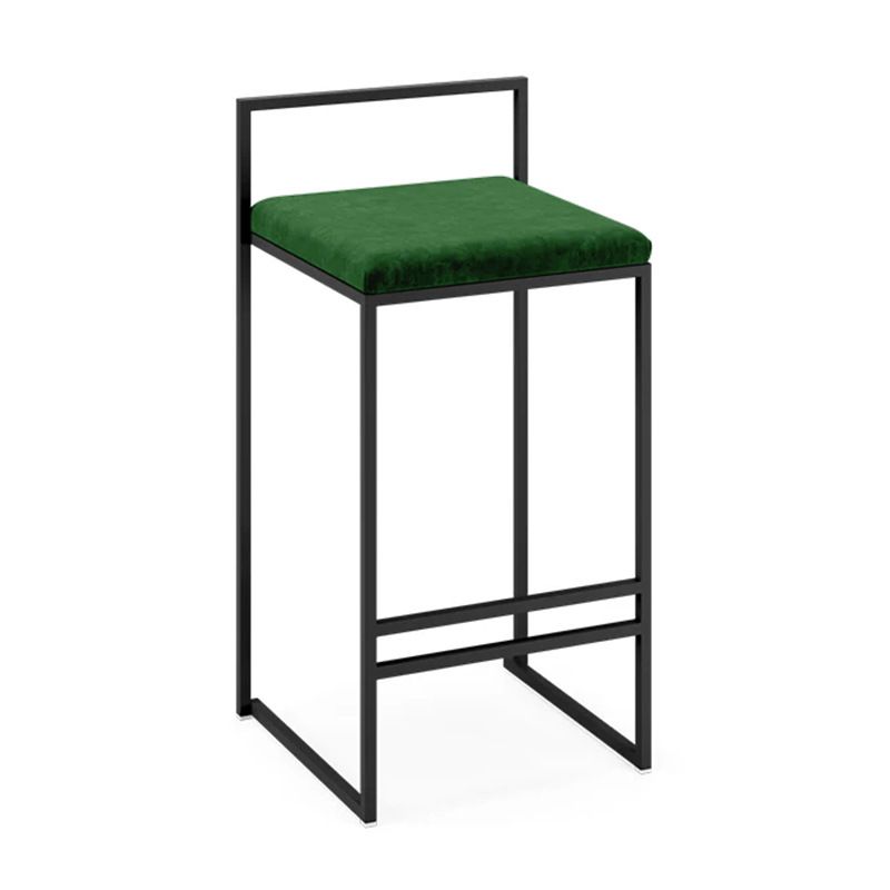 Contemporary Iron Counter Height Stools Low Back Bar Stool with Footrest