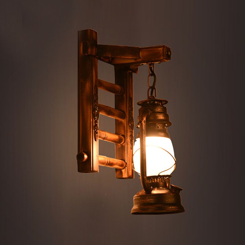 Retro -stijl muurlicht SCONCE met lampenkap 1 lichtglazen sconces