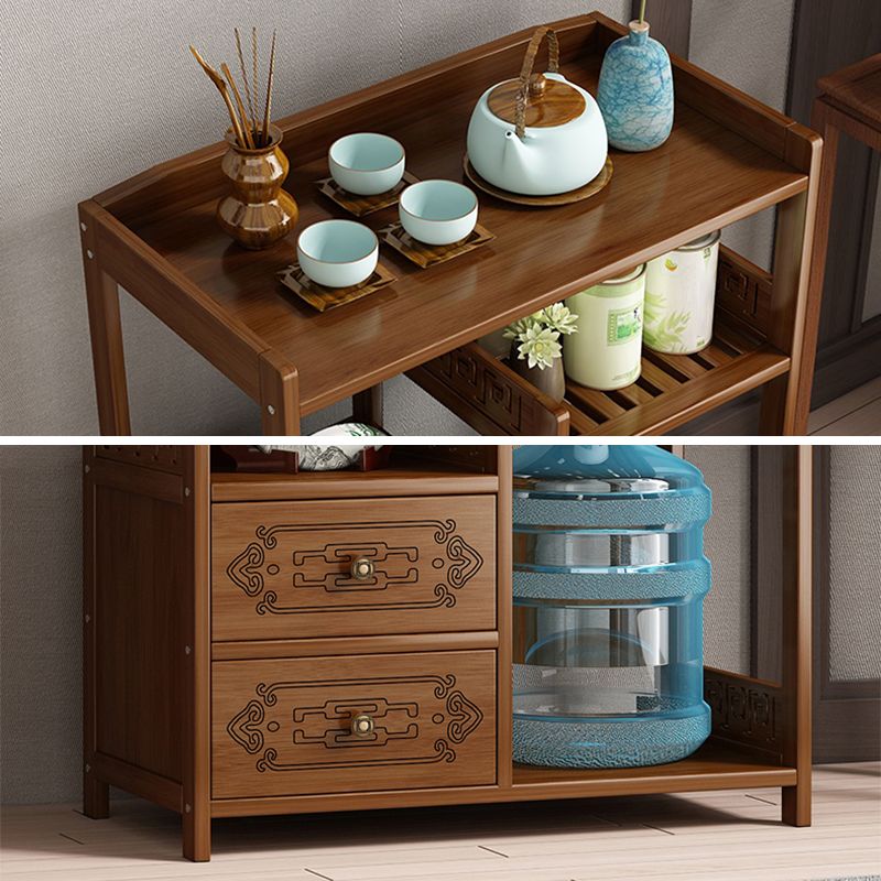 Contemporary Style Table Double Tier Wood Accent Side Table with Shelf