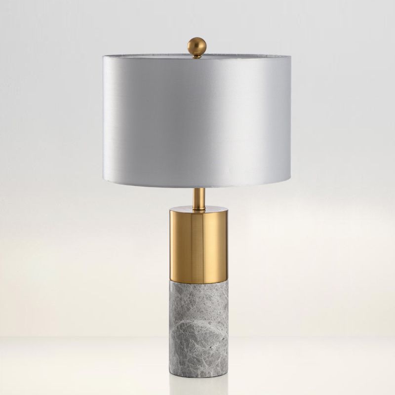 Lampada da notte con paralume dritto Lampada da tavolo moderna in tessuto a 1 testa Nero/Grigio/Bianco per camera da letto, 12,5"/15" W