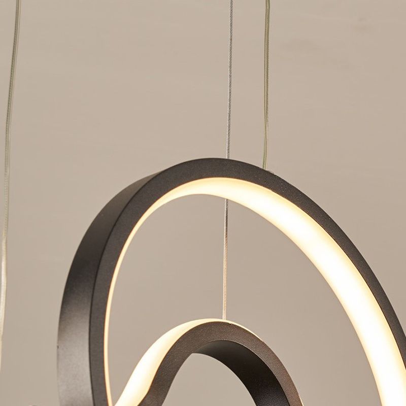 2 Lights Modern Style Island Pendants Metal Pendant Lights in Black for Dining Room