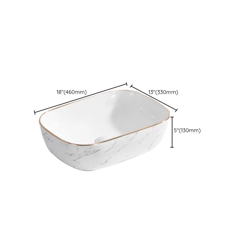 Contemporary Bathroom Sink with Pop-Up Drain Porcelain Oval-Shape Vessel Bathroom Sink