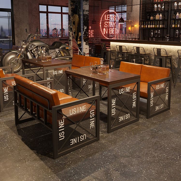 Industrial Style Dining Room Table Black Double Pedestal Table for Home Kitchen Dinner
