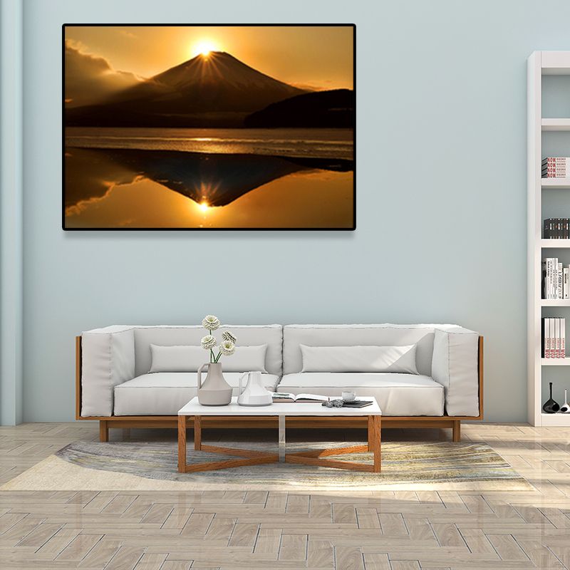 Landschafts-Wandkunstdruck, dunkle Farbe, minimalistisch, gewickelte Leinwand für Wohnzimmer, verschiedene Größen
