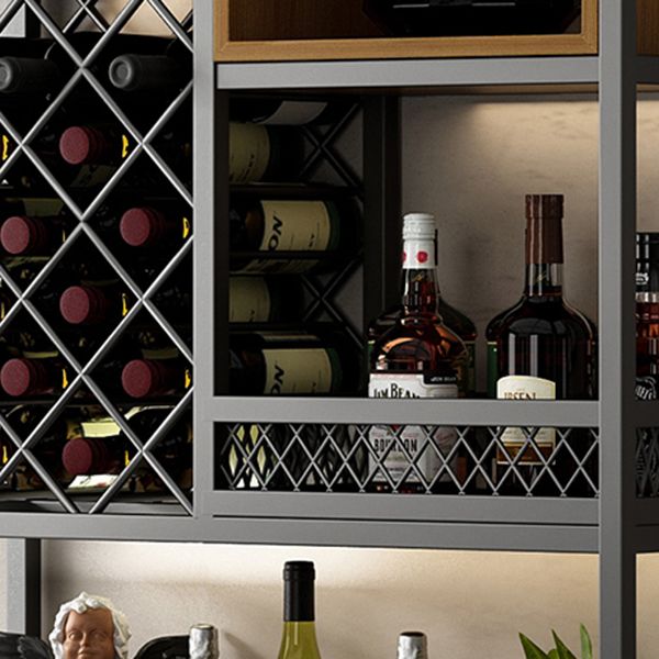 Metal Freestanding Wine Bottle & Glass Rack Industrial Wine Rack with Shelf