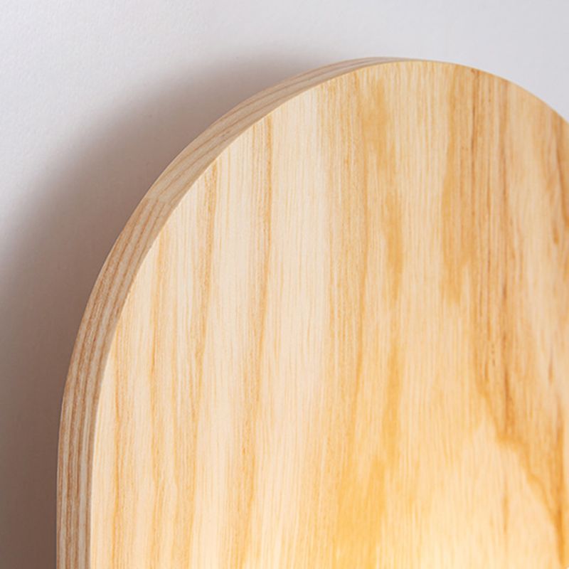 Modern Simple Wooden Wall Light Ellipse Shape Wall Lamp for Living Room