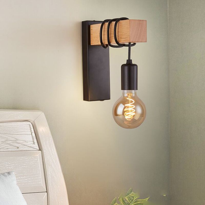 Modern Style Wood Wall Light Bulb Shape 9" High Wall Sconce for Bedroom