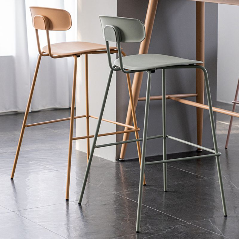 Luxurious Backrest Counter Stool with Metal Base Plastic Armless Cafe Bar Stool