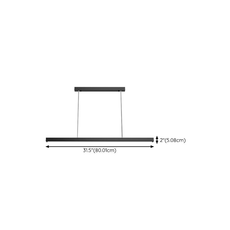 Modern Line Shape Chandelier Lighting Fixtures Metal Hanging Lamp Kit in Black