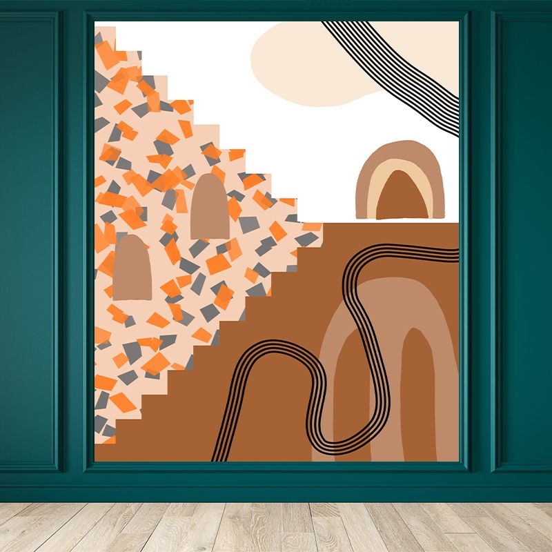 Abstract Pattern Illustration Mural Mildew Resistant Wallpaper Sleeping Room Wall Mural
