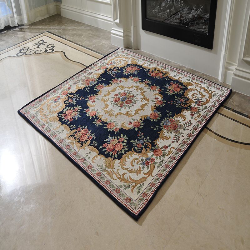 Victorian Style Foyer Rug Multi-Color Flower Print Rug Polypropylene Pet Friendly Anti-Slip Backing Washable Rug