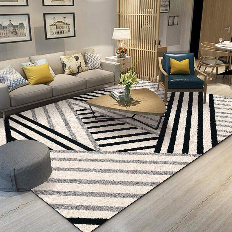 Creative Contemporary Rectangle Indoor Rug Trendy Geometrical Design Carpet Polyester Stain Resistant Rug for Home Decor