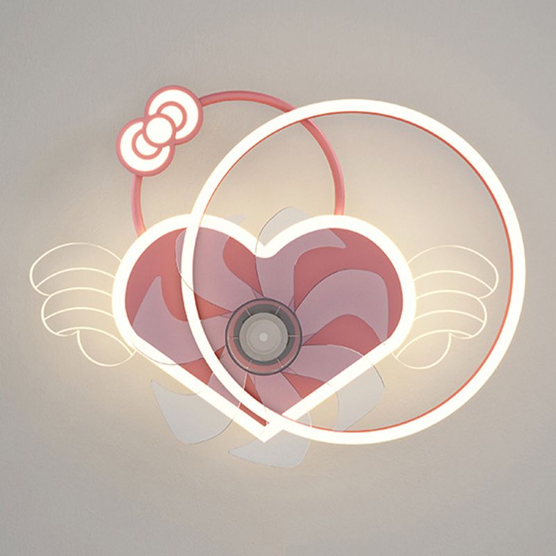 7-Blade Fan with Light Children Pink/Blue Ceiling Fan for Bedroom