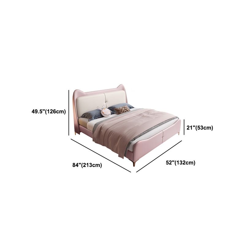 49.6" Tall Wood and Upholstered Wingback Bed Contemporary Standard Bed