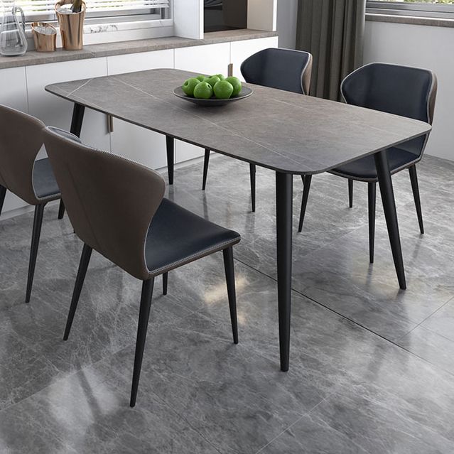 Modern Rectangle Dining Table Grey Sintered Stone Dinner Table for Dining Room