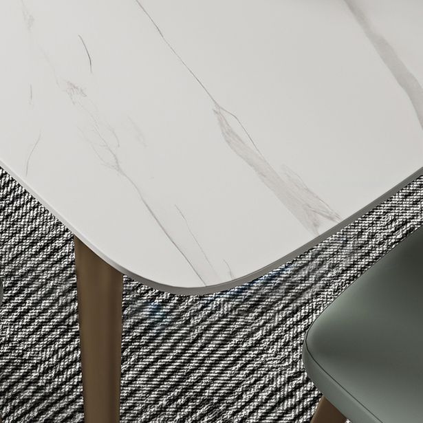 Contemporary Dining Table Sintered Stone Dining Table with 4 Gold Legs