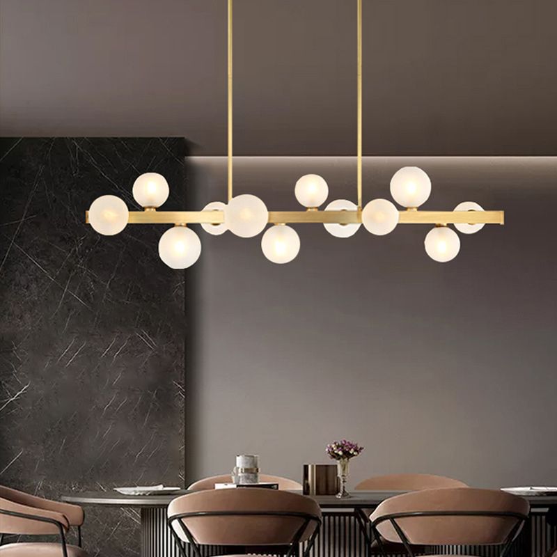 Sphere Island Lighting Contemporary Glass Island Kroonluchter in gouden afwerking