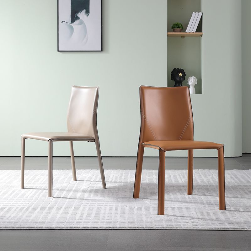 Designer Style Armless Chair Solid Back Side Leather Chair for Restaurant