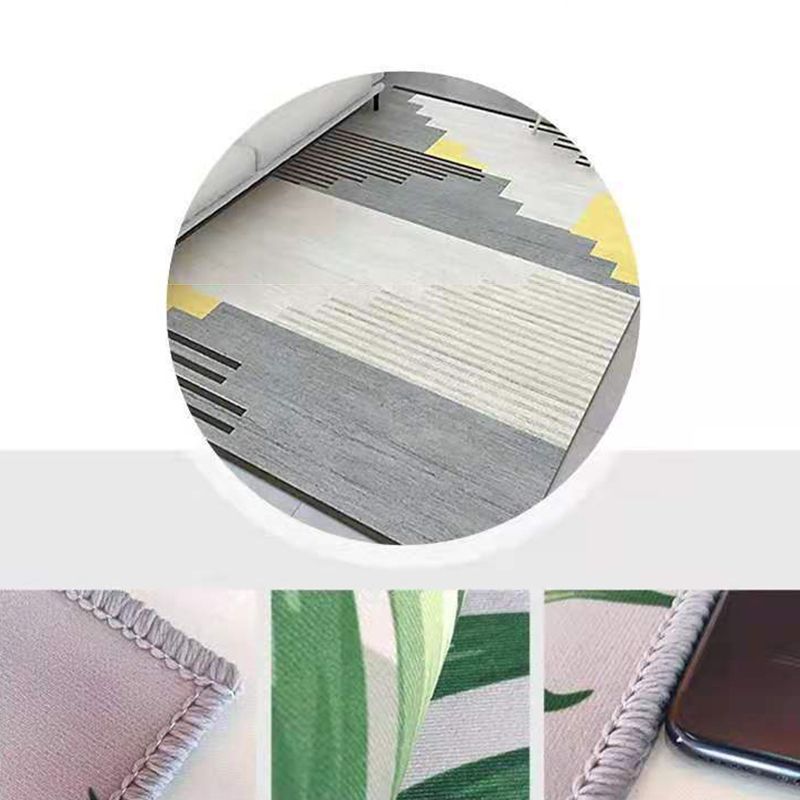 Black Modern Area Rug Polyester Geometric Rug Non-Split Backing Carpet for Home Decoration