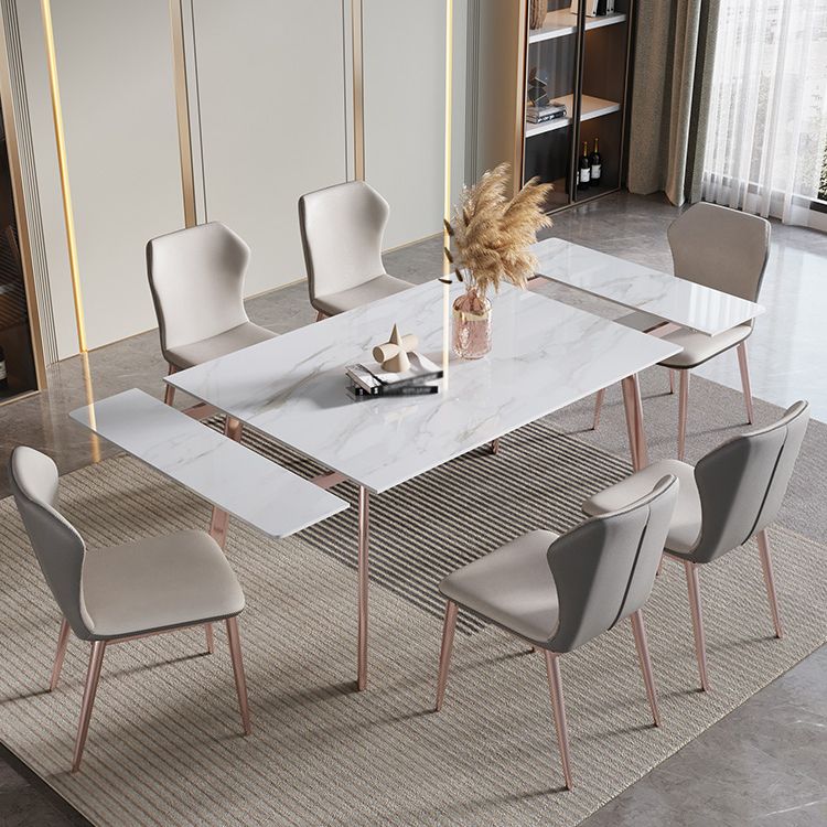 Modern Sintered Stone Top Dining Set Extendable 1/4/5/7 Pieces Dining Room Table Set