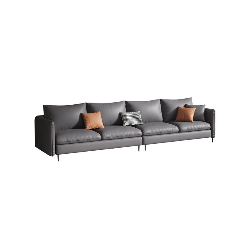 Contemporary Standard Square Arm Settee Bench with Pillows in Grey