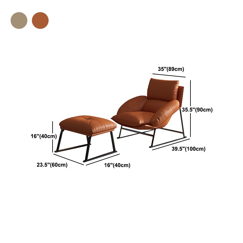 Genuine Leather Accent Chair Arms Included Accent Room Chair with Ottoman, 39.37" Wide