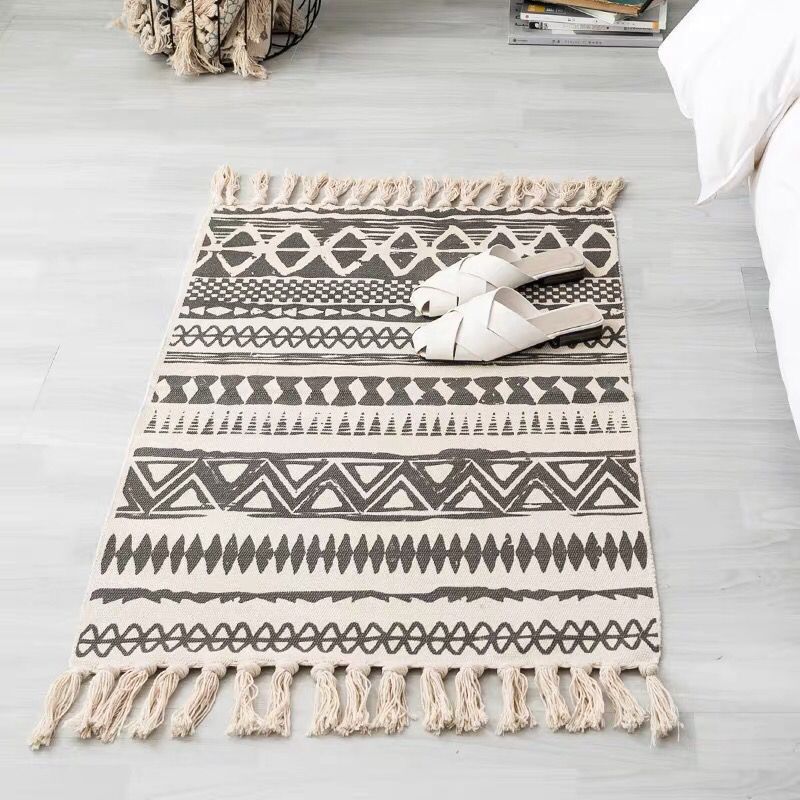 Southwestern Geo Print Rug Multicolored Jute Area Tapijt Handgemaakte Machine Wasbaar binnen Tapijt met franje voor decor