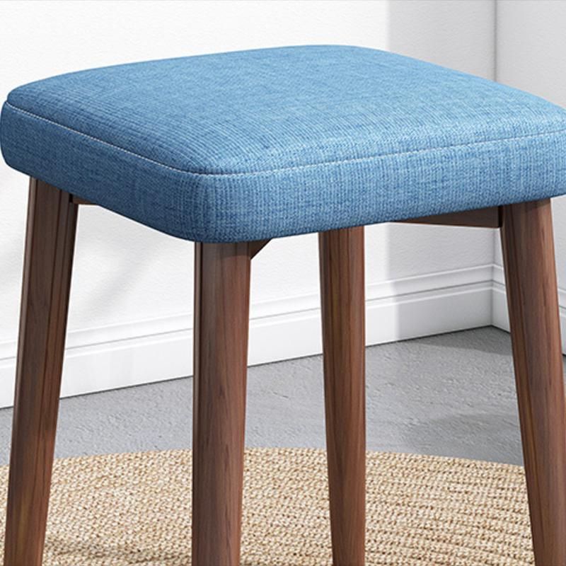 Solid Color Pouf Fabric Fade Resistant Metal Frame Square Upholstered Pouf