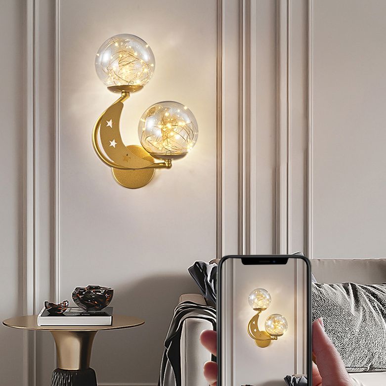 Modern Romantic LED Wall Lamp Wrought Iron Babysbreath Wall Sconce with Glass Shade