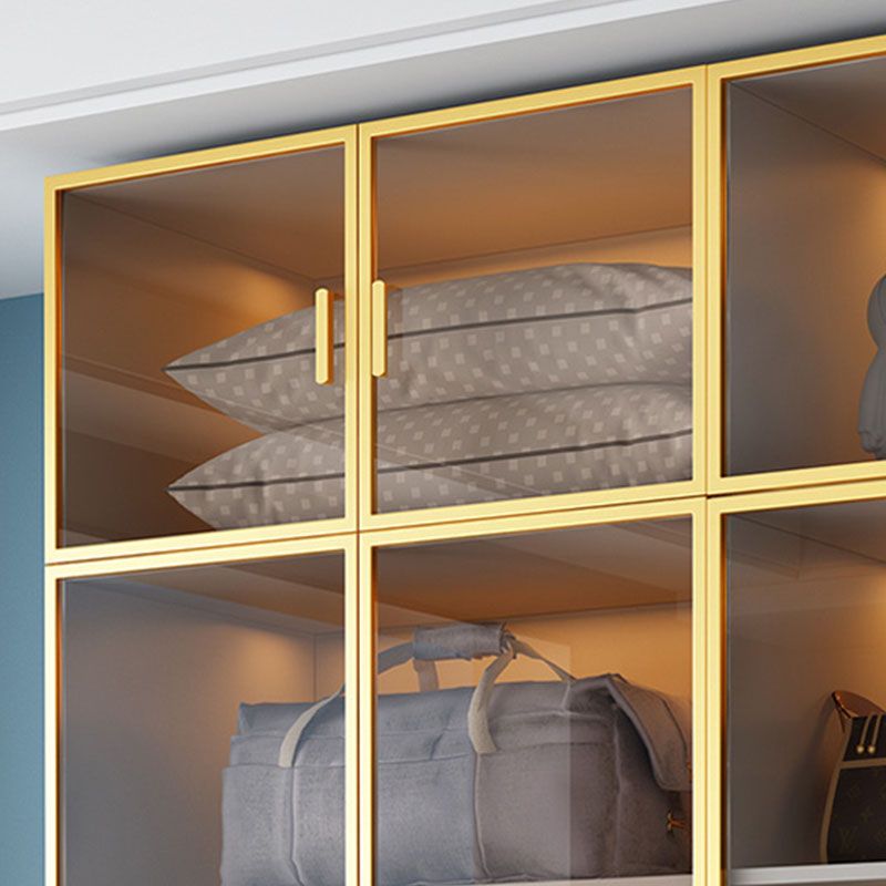 Bedroom Storage Cabinet with Brown Glass Doors Contemporary Hinged Door Cabinet