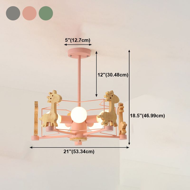 Colorful Simple Chandelier Macron 5-Light Hanging Light for Kid Room