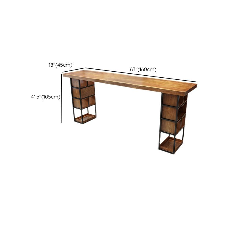 Contemporary Bar Table Set 1/4 Pieces Rectangle Solid Wood Bar Table Set for Indoor