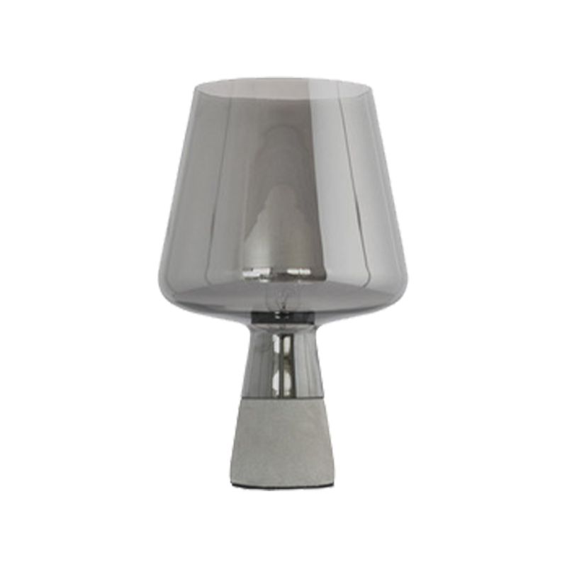 Cup Table Light Modern Smoke Gray/Amber Glass 8"/10" Wide 1 Head Nightstand Lamp with Cement Base