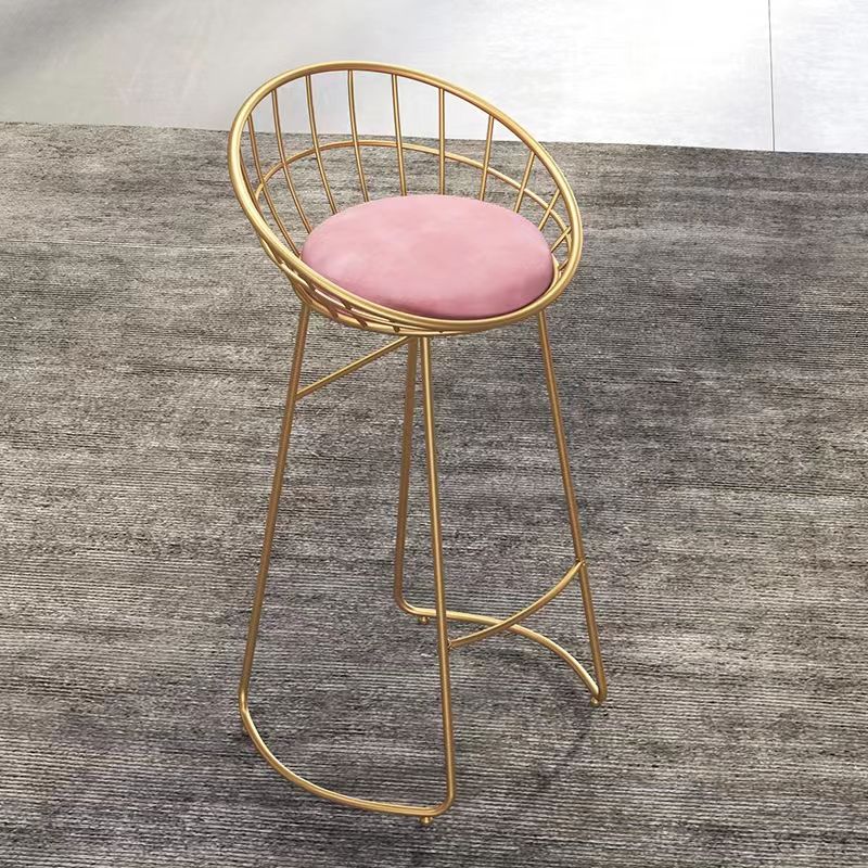 Glam Bucket Upholstered Bar Stools Footrest Low Back Bar and Counter Stool