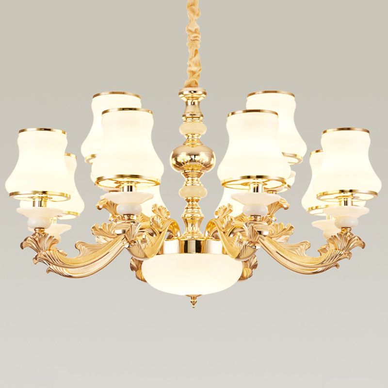 Lámpara de lámpara curva de vidrio opalino lámpara de suspensión de techo simple para sala de estar