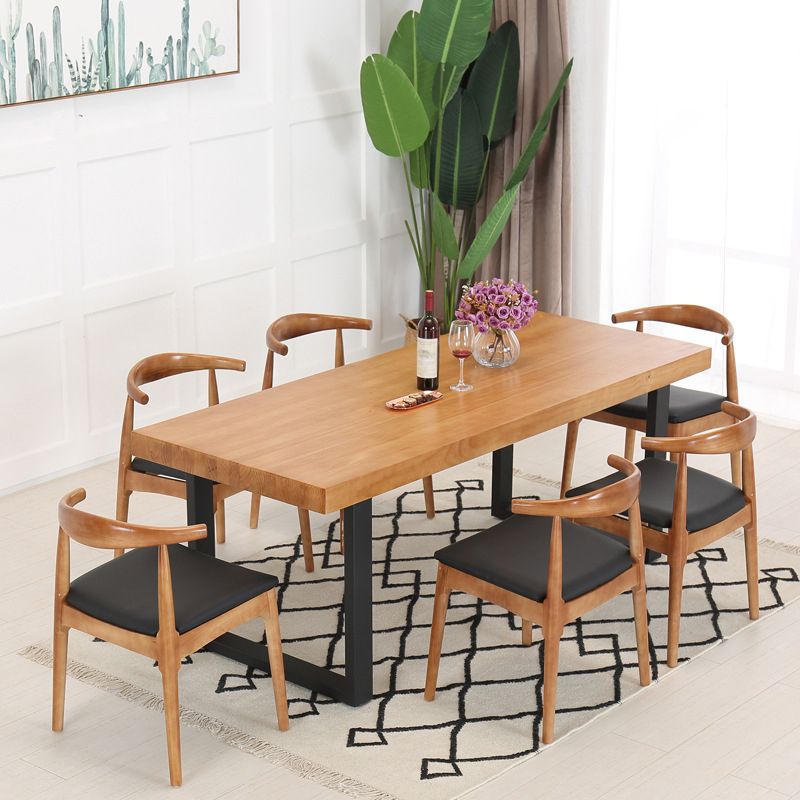 Industrial 1/4/5/7 Pieces Furniture Solid Wood Rectangle Dining Table Set in Brown