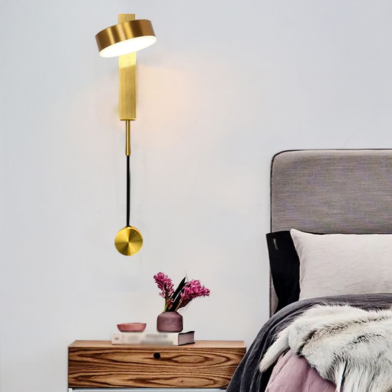 Round Shade Metal Wall Sconce Modern Style 1 Light Wall Mount Light Fixture