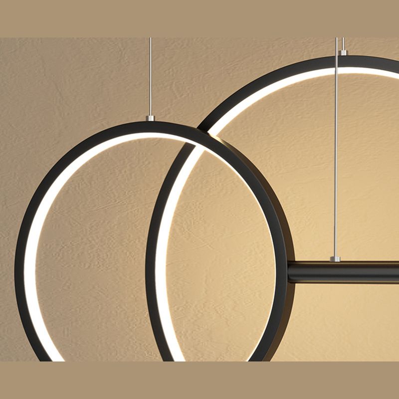 Black and Gold LED Island Pendant Light in Modern Creative Style Wrought Iron Linear Hanging Light with Acrylic Shade