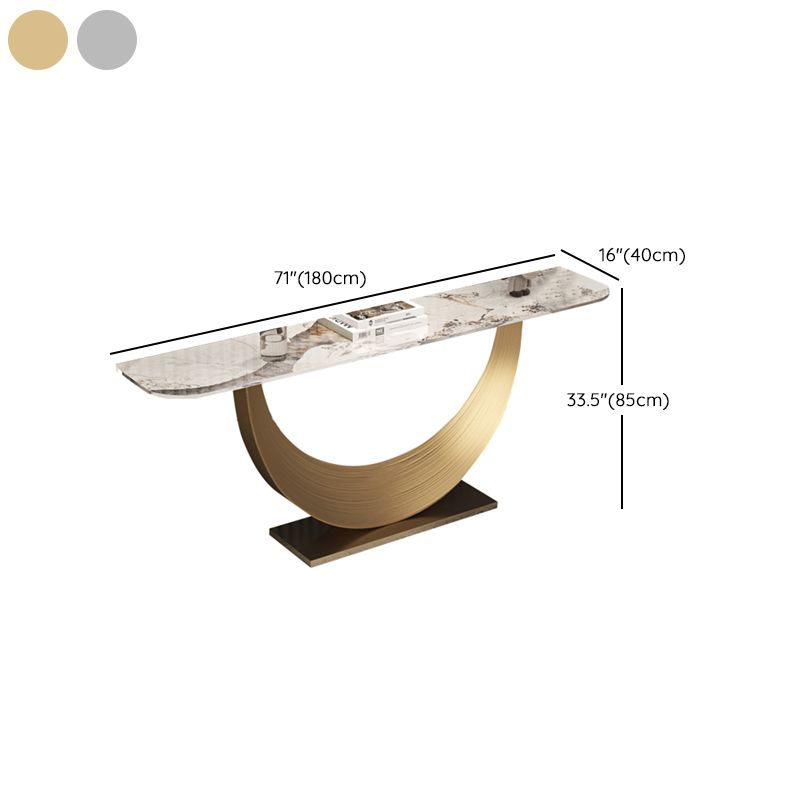 Stone Half Moon Console Table Modern 33.46" Tall Accent Table
