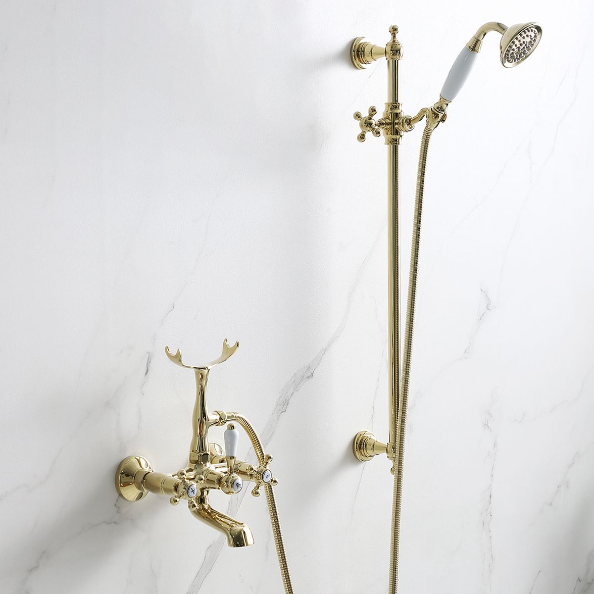 Glam Retro Wall Mounted Metal Claw Foot Tub Faucet Trim Low Arc Claw Foot Tub Faucet